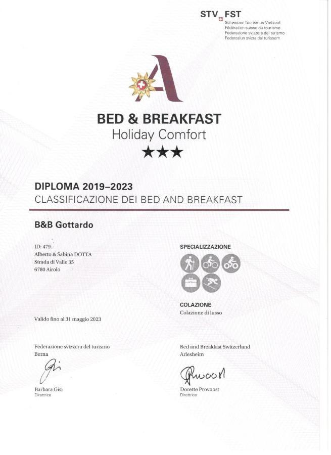 B&B Gottardo Airolo Kültér fotó